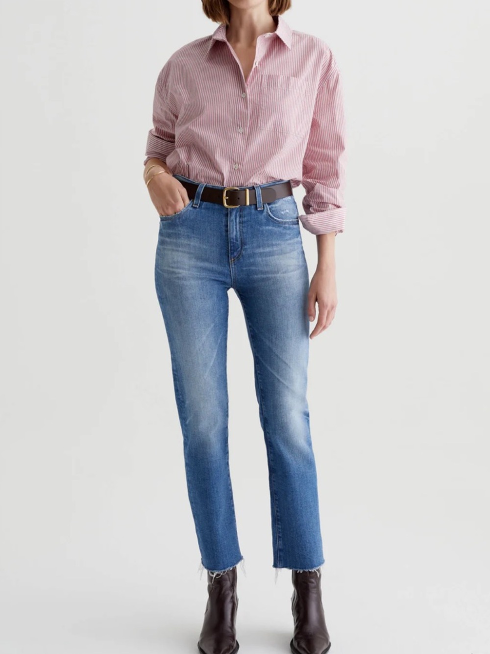 Ag Adriano Goldschmied Saige High Rise Straight Crop Jeans Size 27